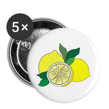 Imprimé agrume - Lot de 5 grands badges (56 mm) - blanc - Devant