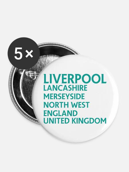 Liverpool – England Textdesign - Buttons groß 56 mm (5er Pack) - Weiß