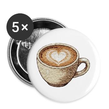 Embroidered cappuccino – coffee lover (printed) - Buttons large 2.2''/56 mm (5-pack) - white - Front