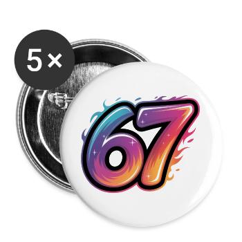 67 - Funny Six Seven T-Shirt - Buttons large 2.2''/56 mm (5-pack) - white - Front