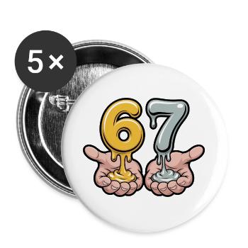 67 - Funny Six Seven T-Shirt - Buttons large 2.2''/56 mm (5-pack) - white - Front
