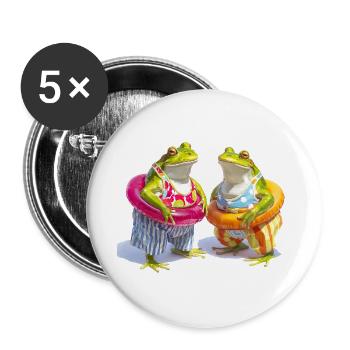 Happy frog buddies in summer - Buttons large 2.2''/56 mm (5-pack) - white - Front