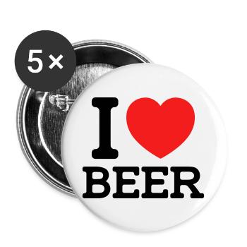 I love Beer (Farben änderbar) - Buttons groß 56 mm (5er Pack) - Weiß - Vorne