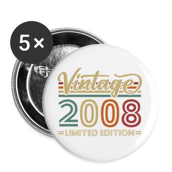 Vintage 2008 Vintage Retro Birthday Gifts - Buttons large 2.2''/56 mm (5-pack) - white - Front