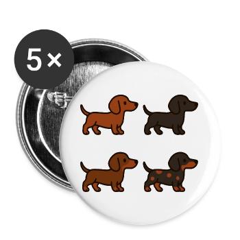 Cute Dachshund Dog Illustration Set - Buttons large 2.2''/56 mm (5-pack) - white - Front