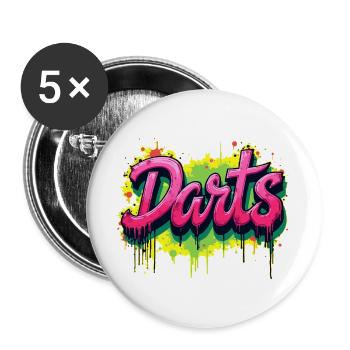 Dart,Darts Graffiti - Buttons groß 56 mm (5er Pack) - Weiß - Vorne