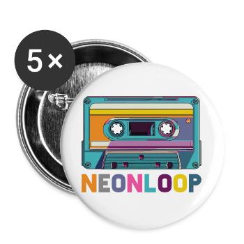 Conception de cassette en boucle néon - Lot de 5 grands badges (56 mm) - blanc - Devant