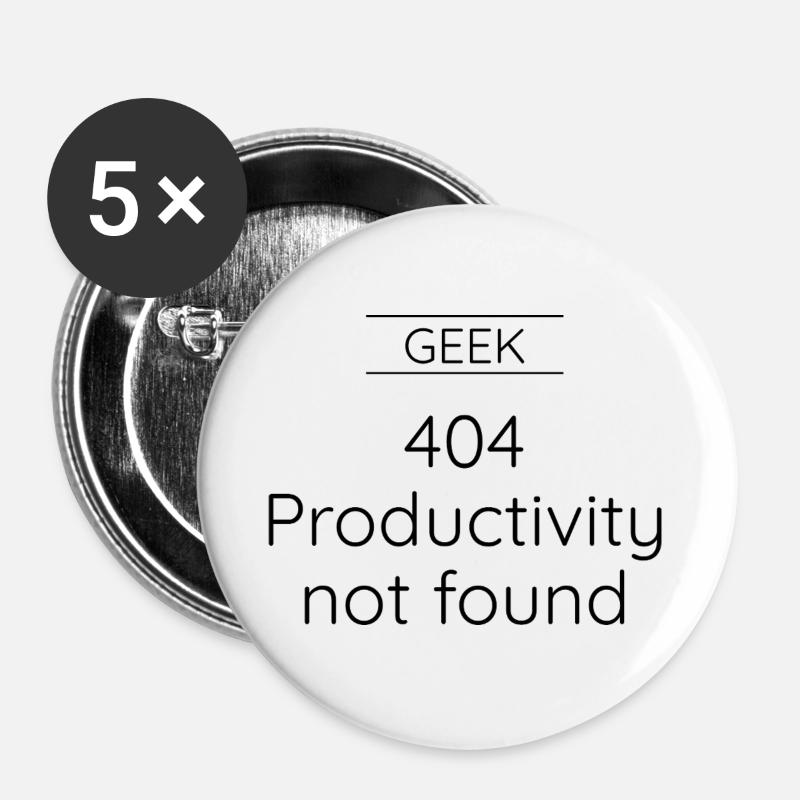 GEEK - Error 404: Productivity Not Found - Buttons large 2.2''/56 mm (5-pack) - white