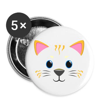 Cute Cat Face Kawaii Kitten Meow Pet Lover Gift - Buttons large 2.2''/56 mm (5-pack) - white - Front
