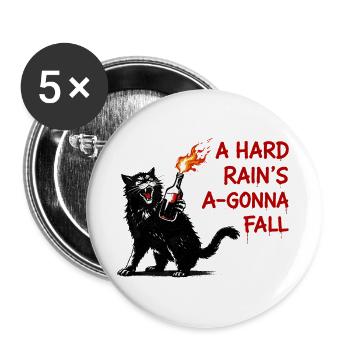 Feuerkater mit Flammenflasche - Buttons groß 56 mm (5er Pack) - Weiß - Vorne