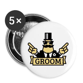 Marié de pointage (Enterrement de vie de garçon / Enterrement de vie de garçon / 3C) - Lot de 5 grands badges (56 mm) - blanc - Devant