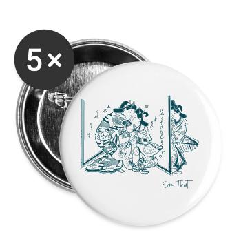 Japanese Lovers Behind the Screen – I Saw That - Buttons large 2.2''/56 mm (5-pack) - white - Front