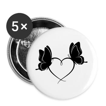 Cœur des papillons – Design amour & liberté - Lot de 5 grands badges (56 mm) - blanc - Devant