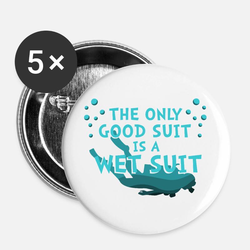 Diving Diver Snorkeling Recreational Diver - Buttons large 2.2''/56 mm (5-pack) - white