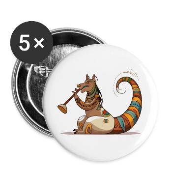 Dino Saxophon Tribal Schmuck - Buttons groß 56 mm (5er Pack) - Weiß - Vorne