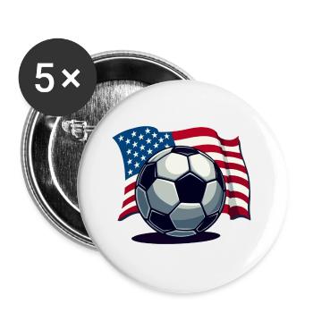 WM USA Fussball Fußballer Amerika Flagge - Buttons groß 56 mm (5er Pack) - Weiß - Vorne
