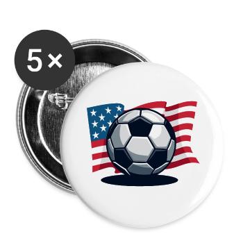 WM USA Fussball Fußballer Amerika Flagge - Buttons groß 56 mm (5er Pack) - Weiß - Vorne
