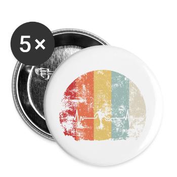Heartbeat Ball : Football familial rétro - Lot de 5 grands badges (56 mm) - blanc - Devant