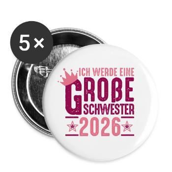 I Will Be Big Sister 2026 Pregnancy - Buttons large 2.2''/56 mm (5-pack) - white - Front