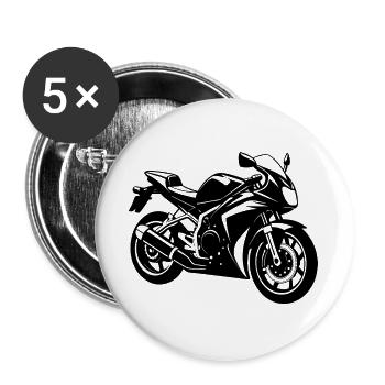 Motorrad - Buttons groß 56 mm (5er Pack) - Weiß - Vorne