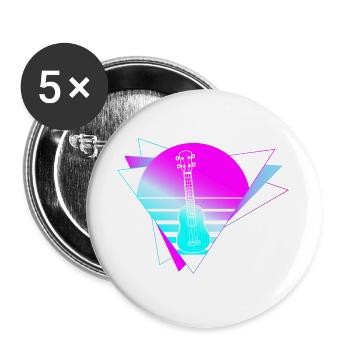 Hawaiian Ukulele Uke Retro 80s 90s - Buttons large 2.2''/56 mm (5-pack) - white - Front