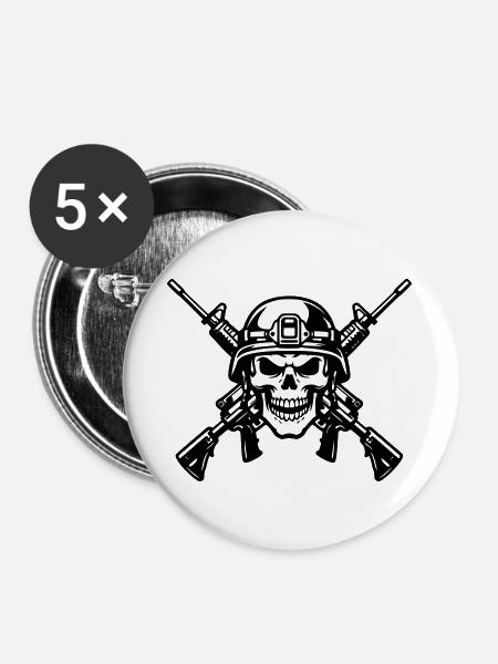 Krieg - Buttons groß 56 mm (5er Pack) - Weiß
