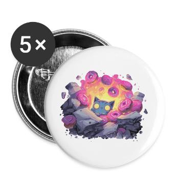 Katzenkristall Donut-Grotte im Neonlicht - Buttons groß 56 mm (5er Pack) - Weiß - Vorne