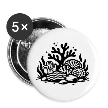 Symbole corallien Océan récif corallien - Lot de 5 grands badges (56 mm) - blanc - Devant