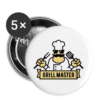 Grill Master (Grillen / Grillen / BBQ / 3C) - Buttons groß 56 mm (5er Pack) - Weiß - Vorne