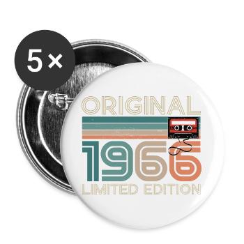 60 Years 60th Anniversary 1966 Original Vintage - Buttons large 2.2''/56 mm (5-pack) - white - Front
