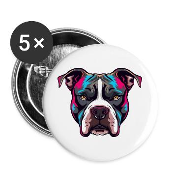 Neon Pitbull Portrait - Buttons large 2.2''/56 mm (5-pack) - white - Front