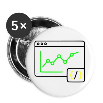 Web Analysis Chart Coding Browser Vector - Buttons large 2.2''/56 mm (5-pack) - white - Front