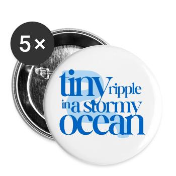 Tiny ripple in a stormy ocean (blue background) - Buttons large 2.2''/56 mm (5-pack) - white - Front