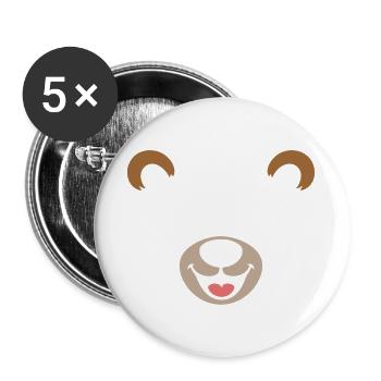 Bear | Déguisement de carnaval en costume de grand visage - Lot de 5 grands badges (56 mm) - blanc - Devant