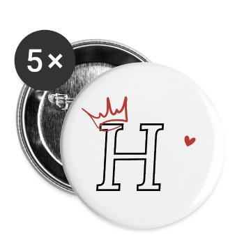 Buchstabe h Kronenherz - Buttons groß 56 mm (5er Pack) - Weiß - Vorne