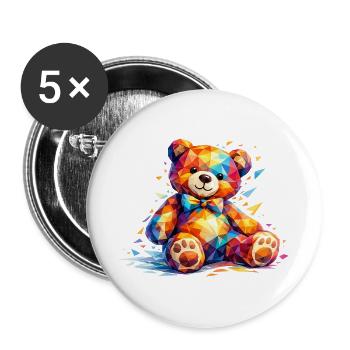 Ours géométrique coloré - Lot de 5 grands badges (56 mm) - blanc - Devant