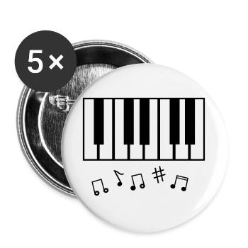 Klaviertasten_und_Notenzeichen - Lot de 5 grands badges (56 mm) - blanc - Devant