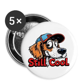 Still Cool Dog - Buttons large 2.2''/56 mm (5-pack) - white - Front