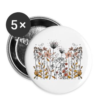 Blumen - Buttons groß 56 mm (5er Pack) - Weiß - Vorne