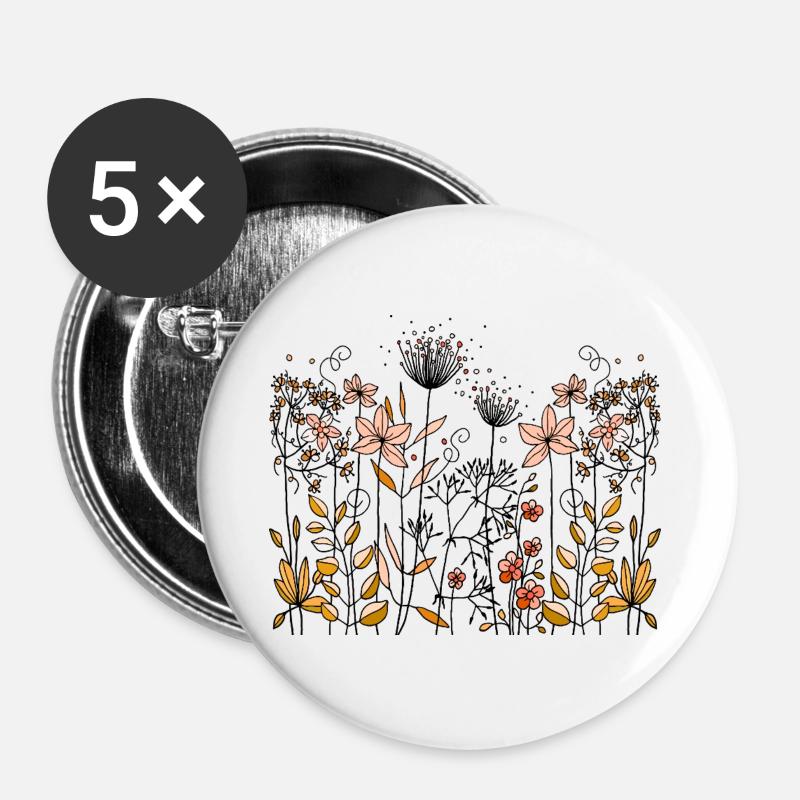 Blumen - Buttons groß 56 mm (5er Pack) - Weiß