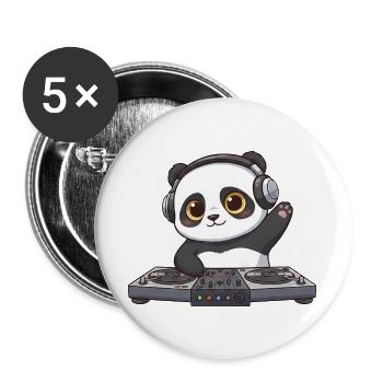 Panda DJ Musik Disco Techno Elektronische Tanzmusi - Buttons groß 56 mm (5er Pack) - Weiß - Vorne