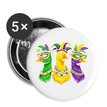 Karnevalstrio der Maskenvögel - Buttons groß 56 mm (5er Pack) - Weiß - Vorne