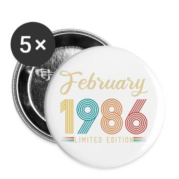 40e Anniversaire Février 1986 40 ans Vintage Rétro - Lot de 5 grands badges (56 mm) - blanc - Devant