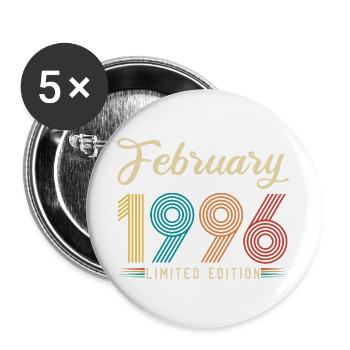 30th Anniversary February 1996 30 Years Vintage Retro - Buttons large 2.2''/56 mm (5-pack) - white - Front