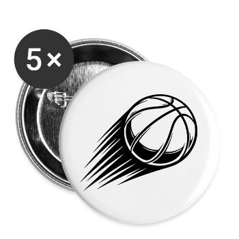Basketball Bewegung Schwarz Symbol - Buttons groß 56 mm (5er Pack) - Weiß - Vorne