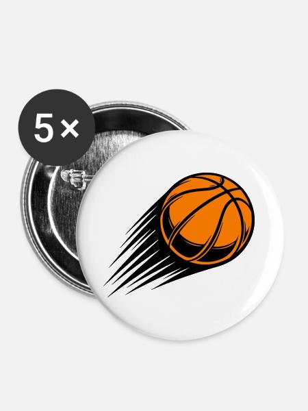 Basketball Bewegung Orange Symbol - Buttons groß 56 mm (5er Pack) - Weiß