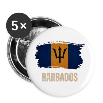 Barbados Grunge-Flagge, ich liebe Barbados - Buttons groß 56 mm (5er Pack) - Weiß - Vorne