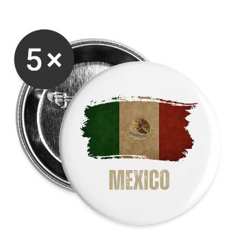 Grunge Mexico Drapeau, j’adore le Mexique - Lot de 5 grands badges (56 mm) - blanc - Devant