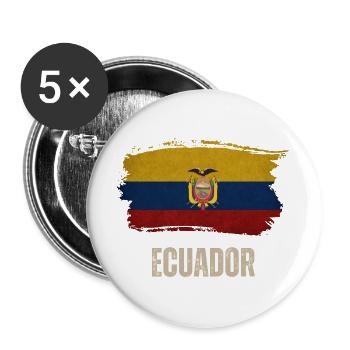 Ecuador Grunge-Flagge, ich liebe Ecuador - Buttons groß 56 mm (5er Pack) - Weiß - Vorne