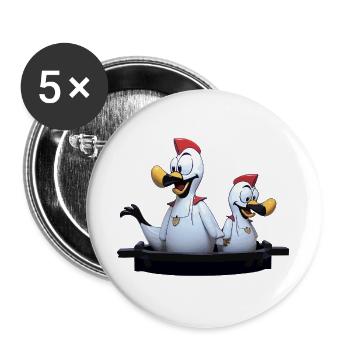 Duo de mouettes sur la jetée - Lot de 5 grands badges (56 mm) - blanc - Devant
